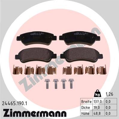 Zimmermann 24465.190.1 - Brake Pad Set, disc brake autospares.lv