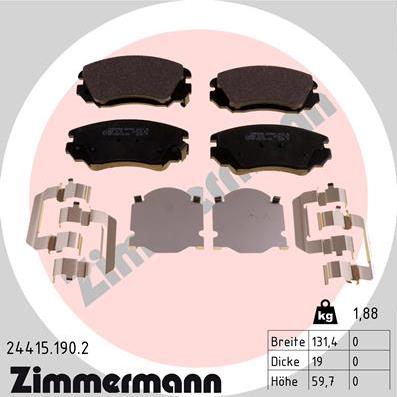 Zimmermann 24415.190.2 - Brake Pad Set, disc brake autospares.lv