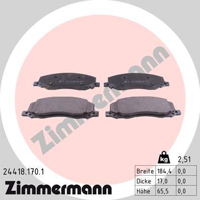 Zimmermann 24418.170.1 - Brake Pad Set, disc brake autospares.lv