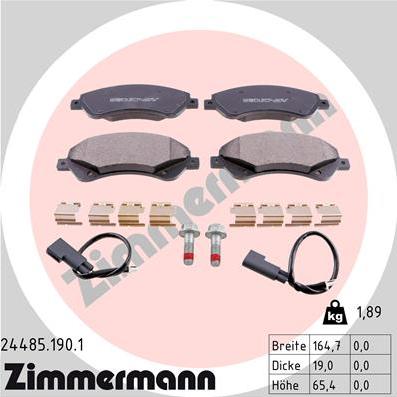 Zimmermann 24485.190.1 - Brake Pad Set, disc brake autospares.lv