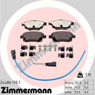 Zimmermann 24486.170.1 - Brake Pad Set, disc brake autospares.lv