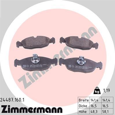 Zimmermann 24487.160.1 - Brake Pad Set, disc brake autospares.lv