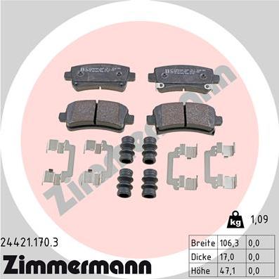 Zimmermann 24421.170.3 - Brake Pad Set, disc brake autospares.lv