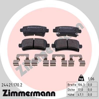 Zimmermann 24421.170.2 - Brake Pad Set, disc brake autospares.lv