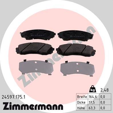 Zimmermann 24597.175.1 - Brake Pad Set, disc brake autospares.lv