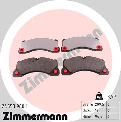 Zimmermann 24553.960.1 - Brake Pad Set, disc brake autospares.lv