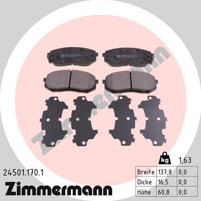 Zimmermann 24501.170.1 - Brake Pad Set, disc brake autospares.lv