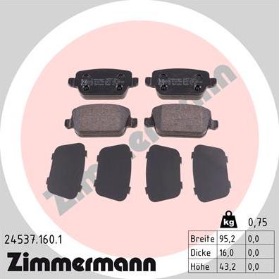 Zimmermann 24537.160.1 - Brake Pad Set, disc brake autospares.lv