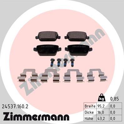 Zimmermann 24537.160.2 - Brake Pad Set, disc brake autospares.lv