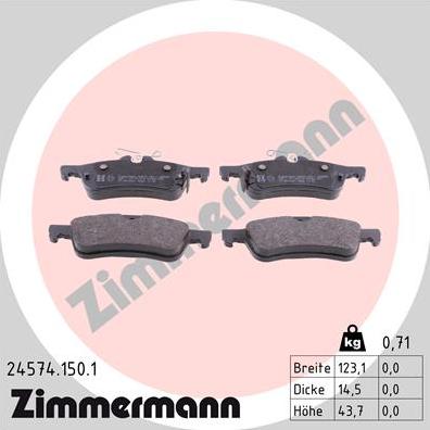 Zimmermann 24574.150.1 - Brake Pad Set, disc brake autospares.lv