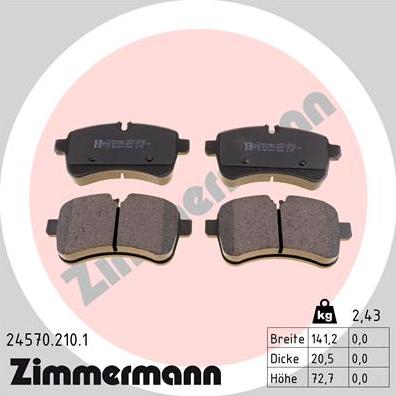 Zimmermann 24570.210.1 - Brake Pad Set, disc brake autospares.lv