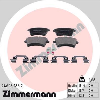 Zimmermann 24693.185.2 - Brake Pad Set, disc brake autospares.lv