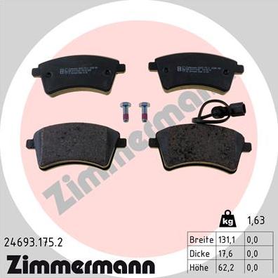 Zimmermann 24693.175.2 - Brake Pad Set, disc brake autospares.lv