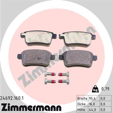 Zimmermann 24692.160.1 - Brake Pad Set, disc brake autospares.lv