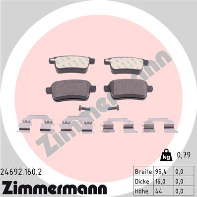 Zimmermann 24692.160.2 - Brake Pad Set, disc brake autospares.lv