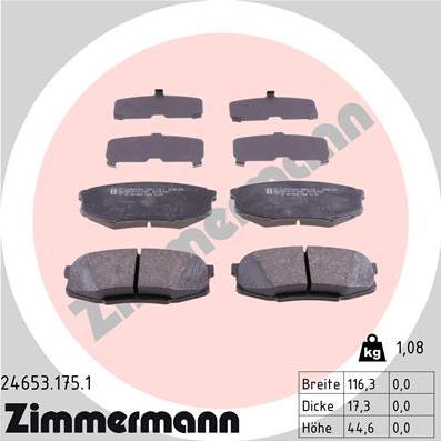 Zimmermann 24653.175.1 - Brake Pad Set, disc brake autospares.lv