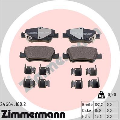 Zimmermann 24664.160.2 - Brake Pad Set, disc brake autospares.lv