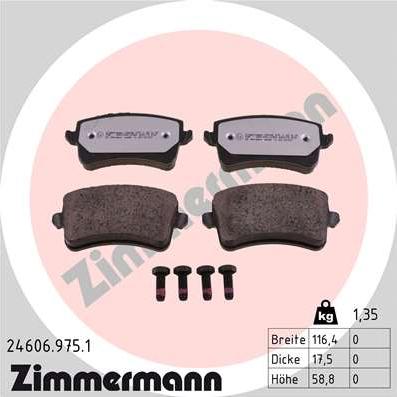 Zimmermann 24606.975.1 - Brake Pad Set, disc brake autospares.lv