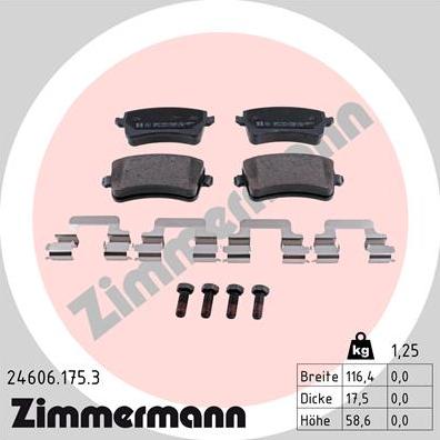 Zimmermann 24606.175.3 - Brake Pad Set, disc brake autospares.lv