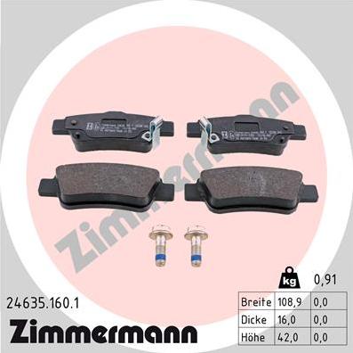 Zimmermann 24635.160.1 - Brake Pad Set, disc brake autospares.lv