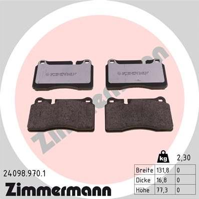 Zimmermann 24098.970.1 - Brake Pad Set, disc brake autospares.lv