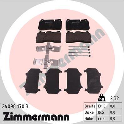 Zimmermann 24098.170.3 - Brake Pad Set, disc brake autospares.lv