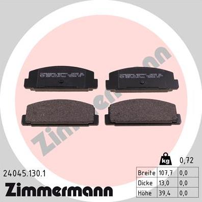 Zimmermann 24045.130.1 - Brake Pad Set, disc brake autospares.lv