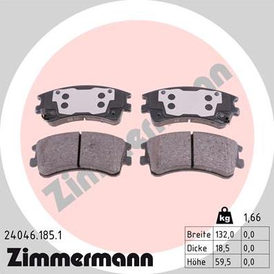 Zimmermann 24046.185.1 - Brake Pad Set, disc brake autospares.lv