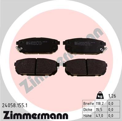 Zimmermann 24058.155.1 - Brake Pad Set, disc brake autospares.lv