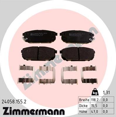 Zimmermann 24058.155.2 - Brake Pad Set, disc brake autospares.lv