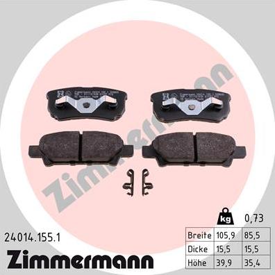 Zimmermann 24014.155.1 - Brake Pad Set, disc brake autospares.lv