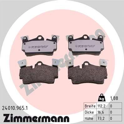 Zimmermann 24010.965.1 - Brake Pad Set, disc brake autospares.lv