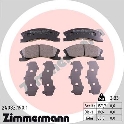 Zimmermann 24083.190.1 - Brake Pad Set, disc brake autospares.lv