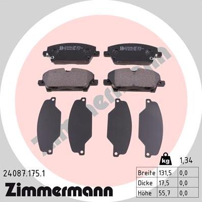 Zimmermann 24087.175.1 - Brake Pad Set, disc brake autospares.lv