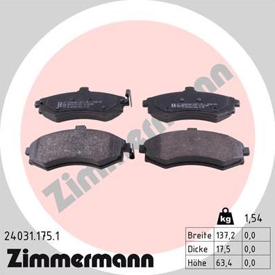 Zimmermann 24031.175.1 - Brake Pad Set, disc brake autospares.lv