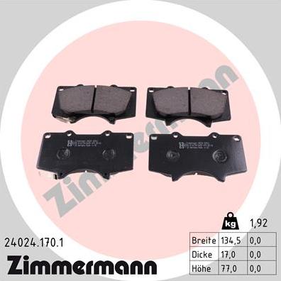 Zimmermann 24024.170.1 - Brake Pad Set, disc brake autospares.lv