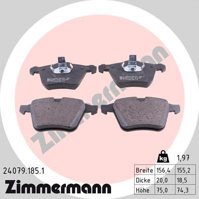 Zimmermann 24079.185.1 - Brake Pad Set, disc brake autospares.lv