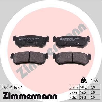 Zimmermann 24071.145.1 - Brake Pad Set, disc brake autospares.lv