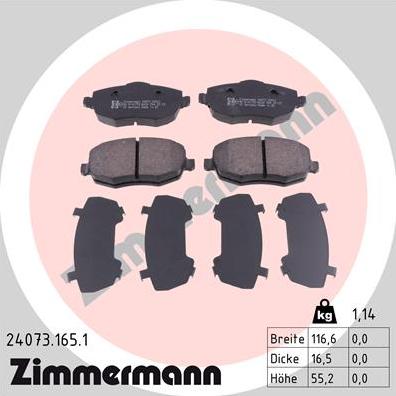 Zimmermann 24073.165.1 - Brake Pad Set, disc brake autospares.lv
