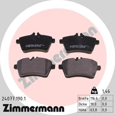 Zimmermann 24077.190.1 - Brake Pad Set, disc brake autospares.lv