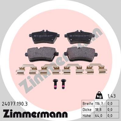 Zimmermann 24077.190.3 - Brake Pad Set, disc brake autospares.lv