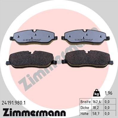 Zimmermann 24191.980.1 - Brake Pad Set, disc brake autospares.lv