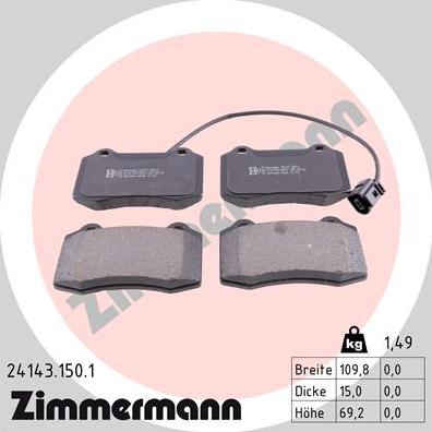 Zimmermann 24143.150.1 - Brake Pad Set, disc brake autospares.lv