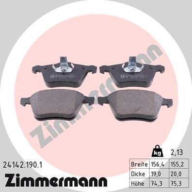 Zimmermann 24142.190.1 - Brake Pad Set, disc brake autospares.lv