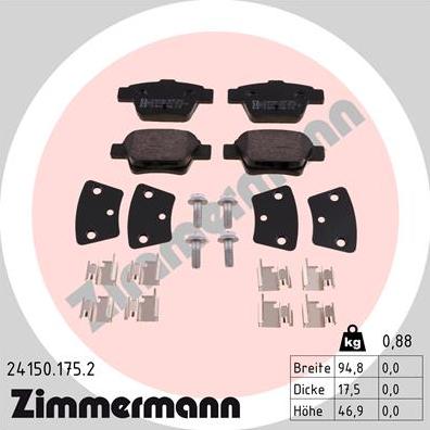 Zimmermann 24150.175.2 - Brake Pad Set, disc brake autospares.lv