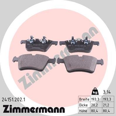 Zimmermann 24151.202.1 - Brake Pad Set, disc brake autospares.lv