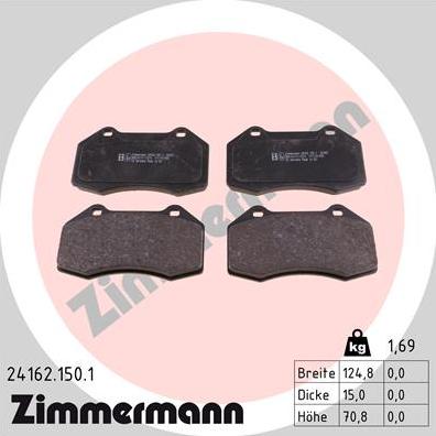 Zimmermann 24162.150.1 - Brake Pad Set, disc brake autospares.lv