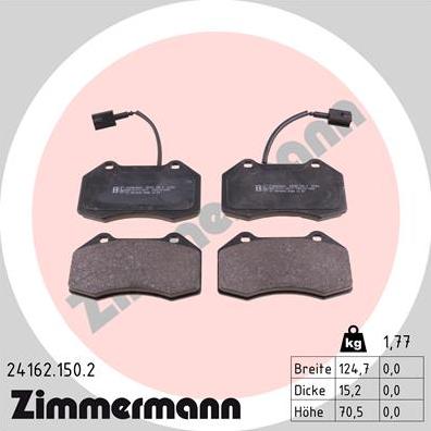 Zimmermann 24162.150.2 - Brake Pad Set, disc brake autospares.lv