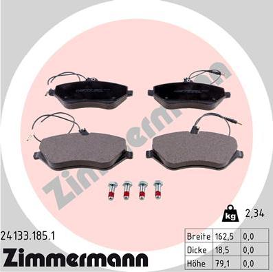 Zimmermann 24133.185.1 - Brake Pad Set, disc brake autospares.lv