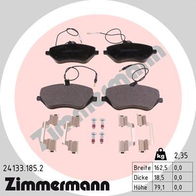 Zimmermann 24133.185.2 - Brake Pad Set, disc brake autospares.lv
